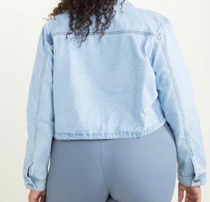 Plus Size Denim Crop Jacket