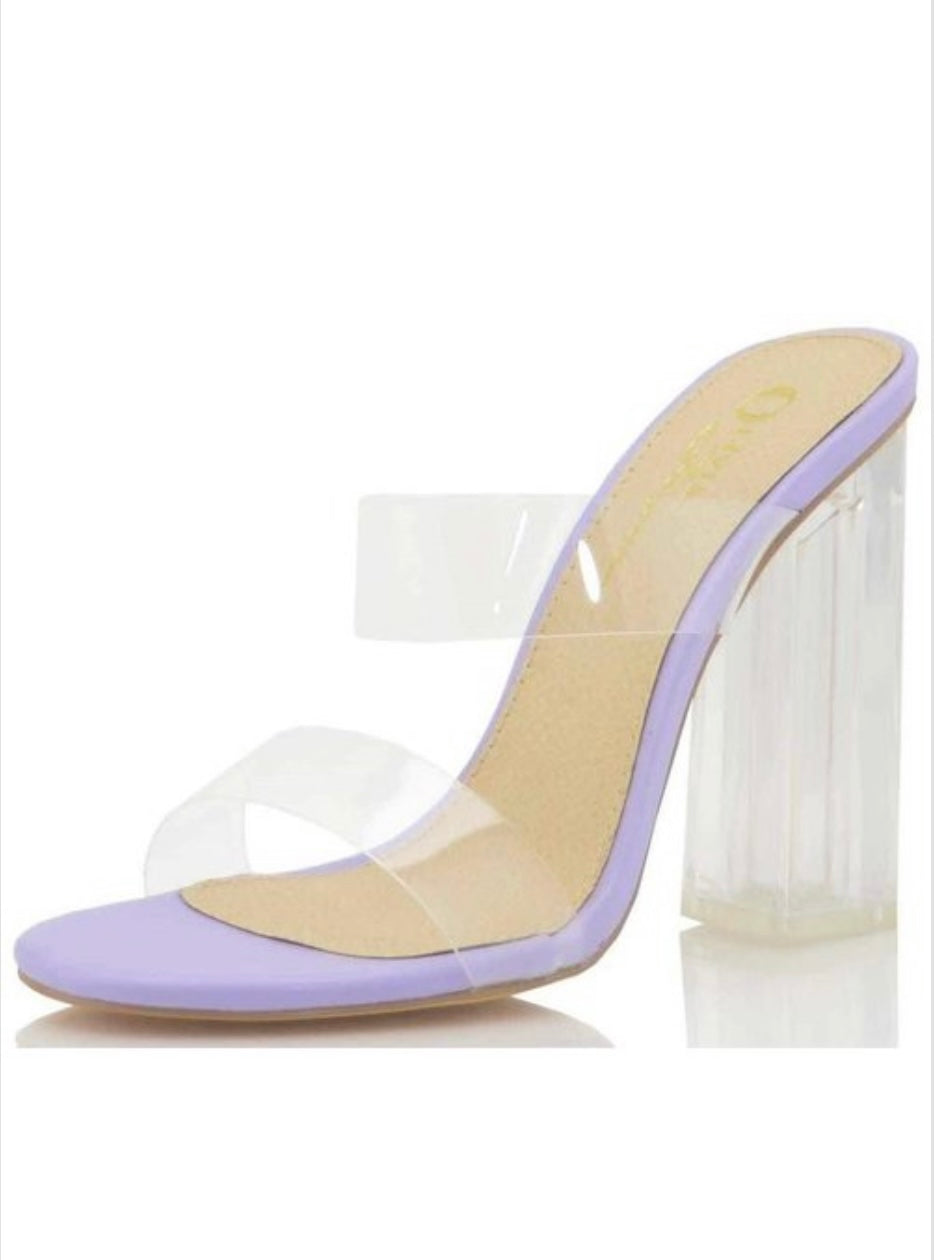 Transparent Strap Heeled Sandals