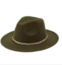 Load image into Gallery viewer, Fedora Hat &amp; Thin Cuban Chain &amp; Bottom Accent