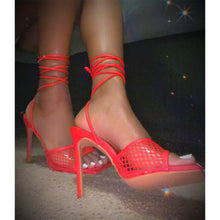 Load image into Gallery viewer, WOMEN LACED UP NET HEELS