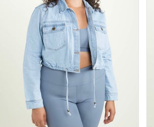 Plus Size Denim Crop Jacket