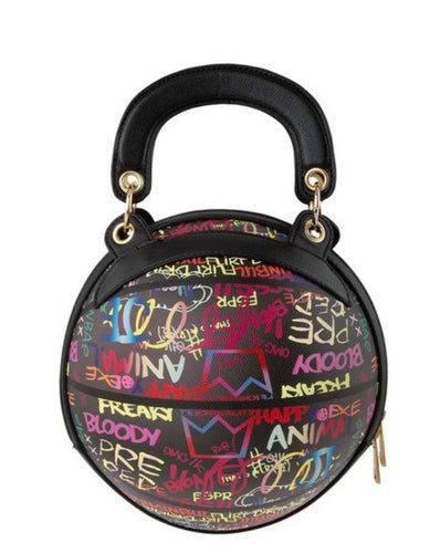 Multi Graffiti Print Basketball Handle/Shoulder Bag